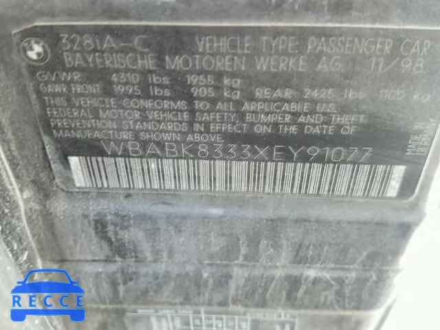 1999 BMW 328IC AUTO WBABK8333XEY9107 image 9