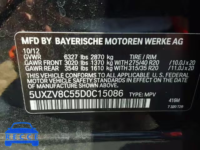 2013 BMW X5 XDRIVE5 5UXZV8C55D0C15086 image 9