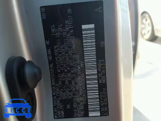 2006 TOYOTA SIENNA 5TDZA23C46S558249 image 9