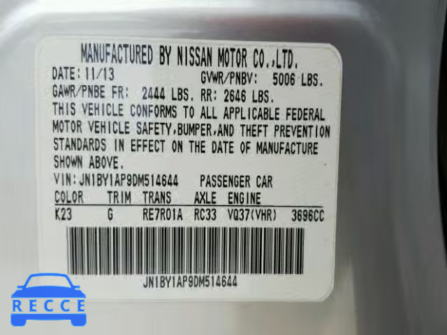 2013 INFINITI M37 JN1BY1AP9DM514644 Bild 9