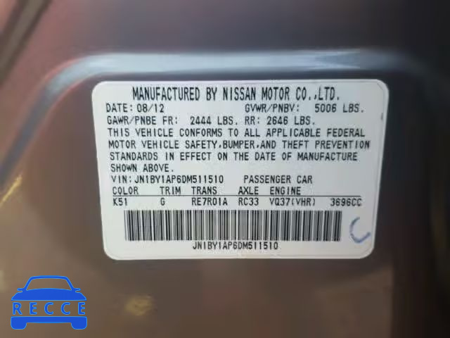 2013 INFINITI M37 JN1BY1AP6DM511510 image 9