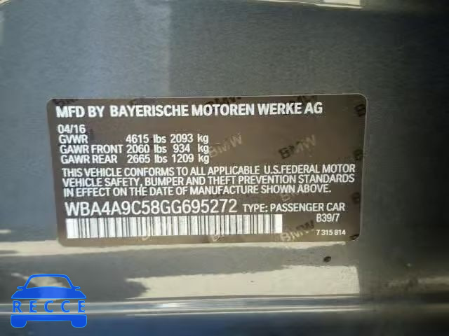2016 BMW 428I GRAN WBA4A9C58GG695272 зображення 9