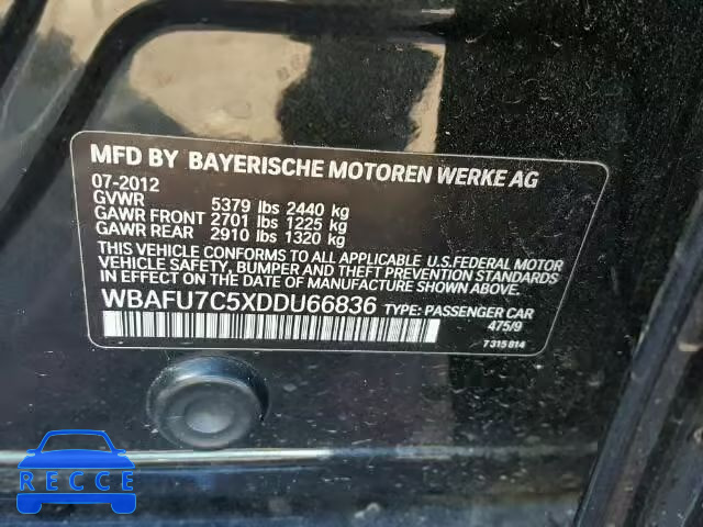 2013 BMW 535XI WBAFU7C5XDDU66836 зображення 9