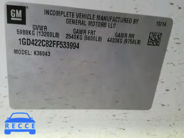 2015 GMC SIERRA K35 1GD422C82FF533994 image 9