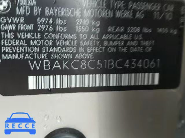 2011 BMW 750 WBAKC8C51BC434061 Bild 9