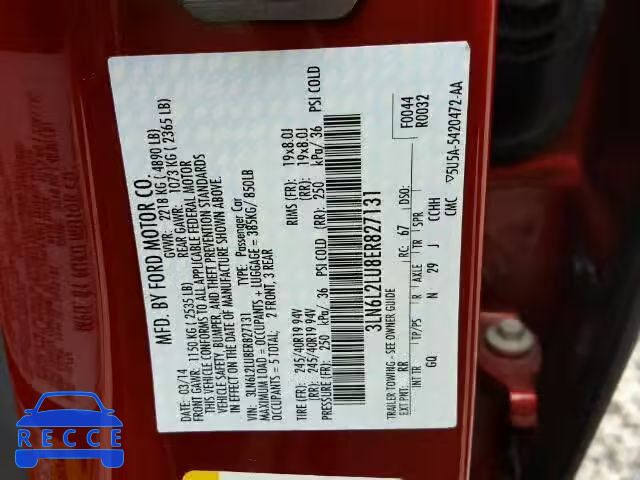 2014 LINCOLN MKZ HYBRID 3LN6L2LU8ER827131 image 9