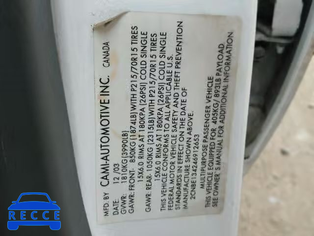 2004 CHEVROLET TRACKER 2CNBE134246912653 image 9