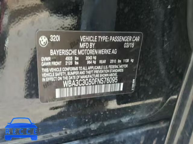 2015 BMW 320I XDRIV WBA3C3G50FNS76095 зображення 9