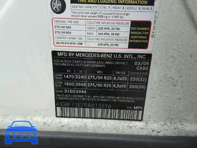 2009 MERCEDES-BENZ GL450 4 MA 4JGBF71E79A513596 зображення 9