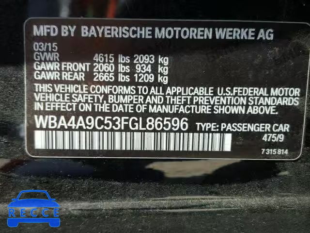 2015 BMW 428I GRAN WBA4A9C53FGL86596 зображення 9