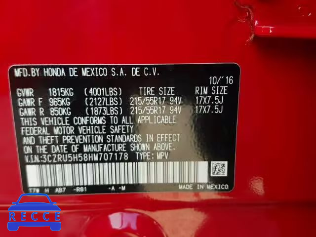 2017 HONDA HR-V EX 3CZRU5H58HM707178 image 9