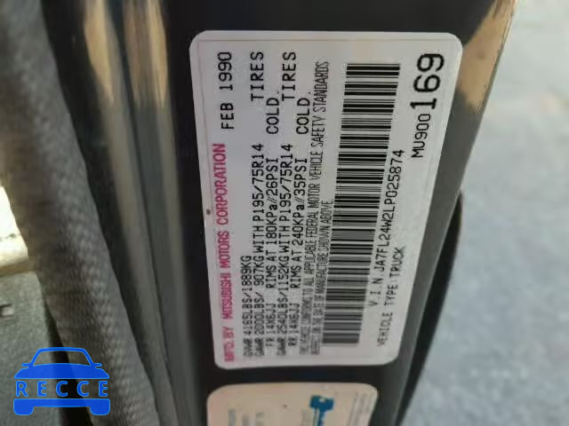 1990 MITSUBISHI MIGHTY MAX JA7FL24W2LP025874 зображення 9