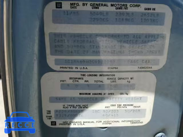 1986 CHEVROLET CAPRICE CL 1G1BN69H2G9120192 image 9