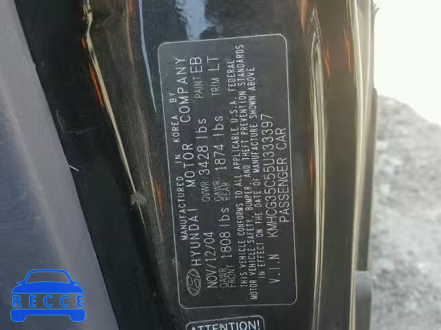 2005 HYUNDAI ACCENT KMHCG35C55U333397 image 9