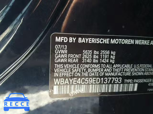 2014 BMW 740LI WBAYE4C59ED137793 зображення 9