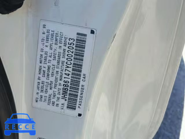 2000 HONDA PRELUDE JHMBB6147YC002053 image 9