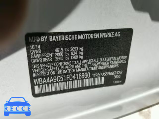 2015 BMW 428I GRAN WBA4A9C51FD416860 image 9