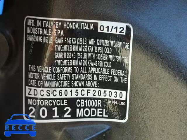2012 HONDA CB1000 ZDCSC6015CF205030 Bild 9