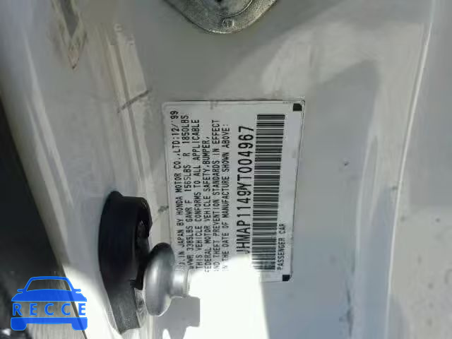 2000 HONDA S2000 JHMAP1149YT004967 image 9