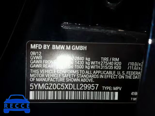 2013 BMW X6 M 5YMGZ0C5XDLL29957 зображення 9