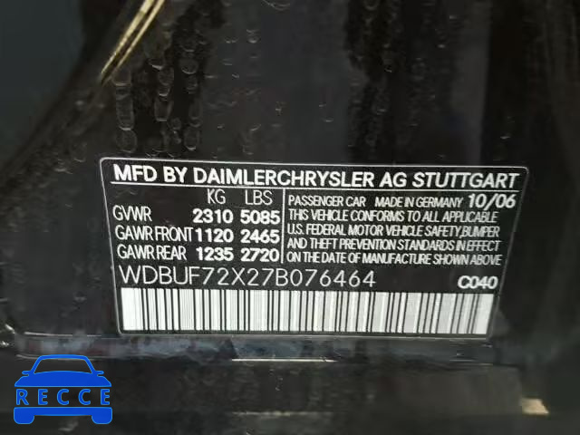 2007 MERCEDES-BENZ E550 WDBUF72X27B076464 image 9