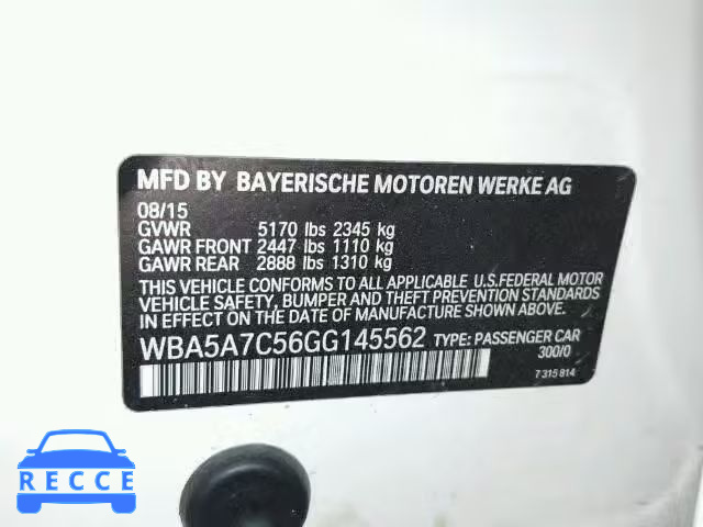 2016 BMW 528XI WBA5A7C56GG145562 Bild 9