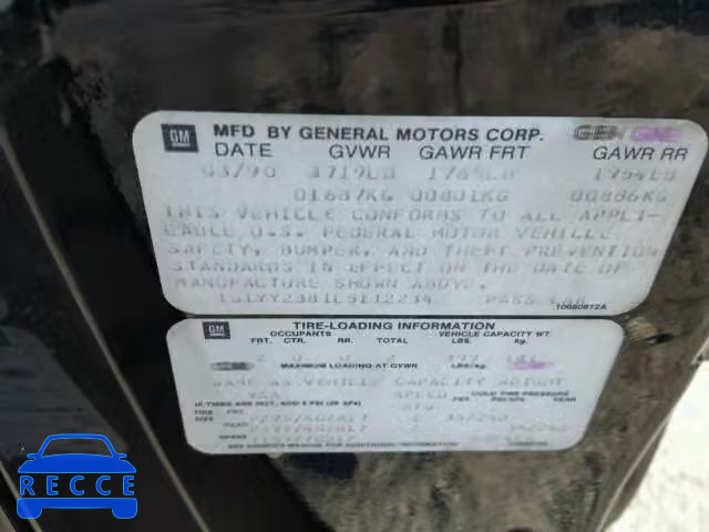 1990 CHEVROLET CORVETTE 1G1YY2381L5112234 зображення 9