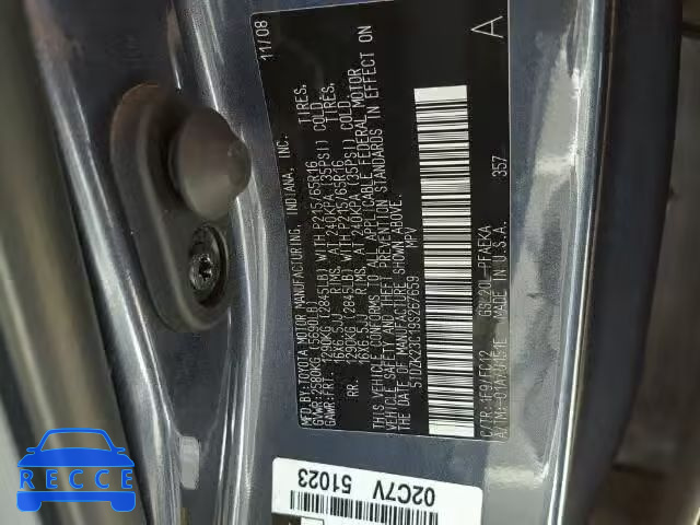 2009 TOYOTA SIENNA 5TDZK23C19S267659 image 9