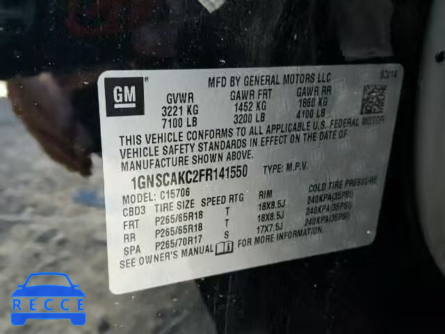 2015 CHEVROLET TAHOE C150 1GNSCAKC2FR141550 image 9