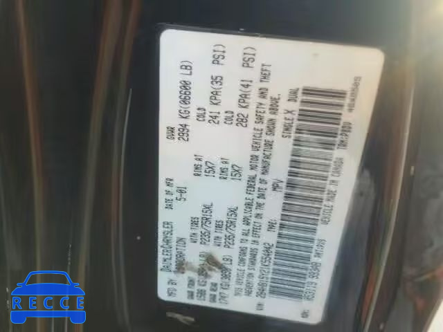 2001 DODGE RAM WAGON 2B4HB15Y21K554042 image 9