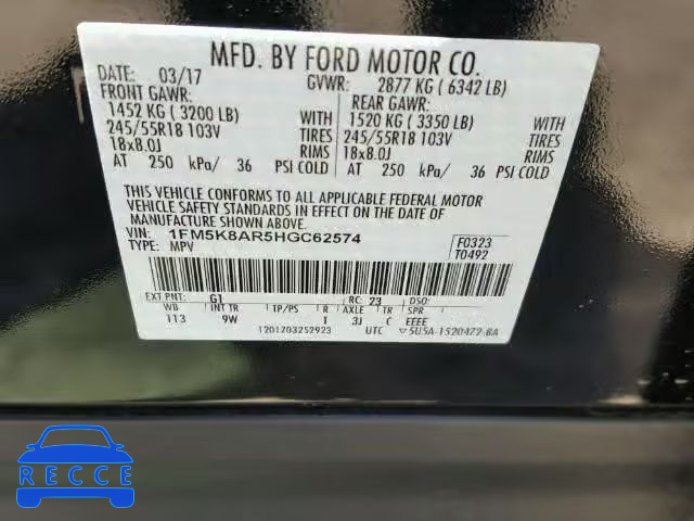 2017 FORD EXPLORER P 1FM5K8AR5HGC62574 image 9