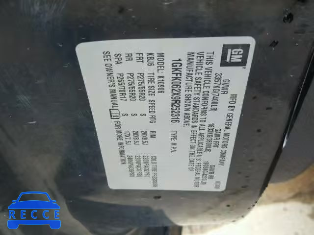 2009 GMC YUKON DENA 1GKFK062X9R252316 image 9