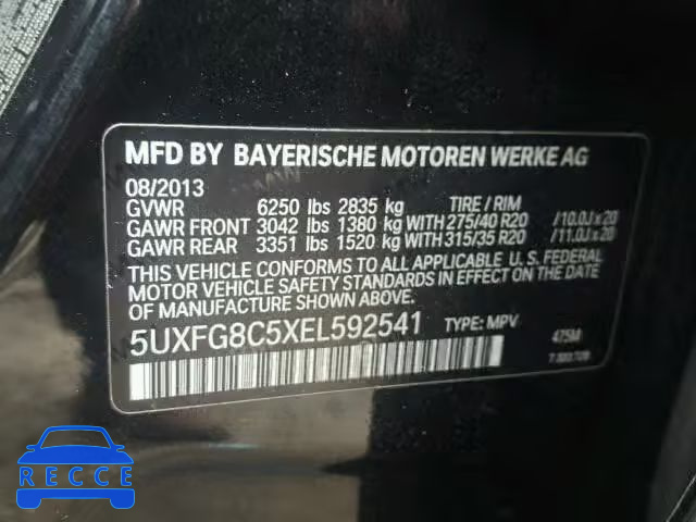 2014 BMW X6 XDRIVE5 5UXFG8C5XEL592541 зображення 9