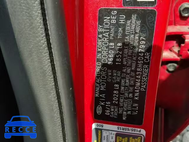 2017 KIA RIO LX KNADM4A38H6047997 image 9