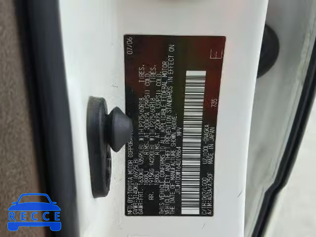2006 LEXUS LX 470 JTJHT00W164019864 image 9