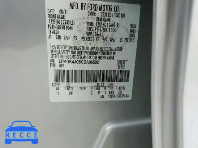 2012 FORD EDGE SEL A 2FMDK4JC5CBA06502 image 9