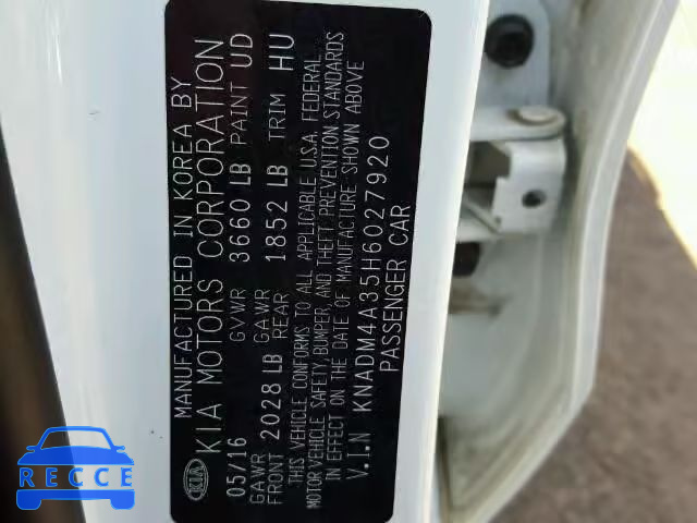 2017 KIA RIO LX KNADM4A35H6027920 image 9