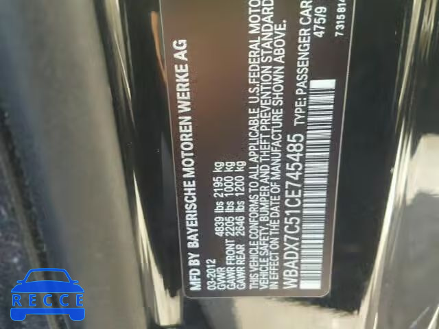 2012 BMW 335I WBADX7C51CE745485 зображення 9
