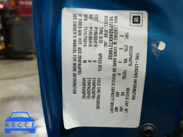 1999 CHEVROLET CAVALIER L 1G1JF5246X7219832 image 9