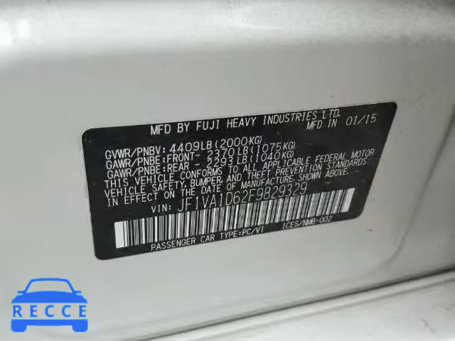 2015 SUBARU WRX PREMIU JF1VA1D62F9829329 image 9