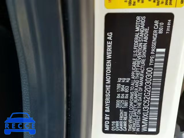 2016 MINI COOPER S WMWXU3C52G2D30300 image 9