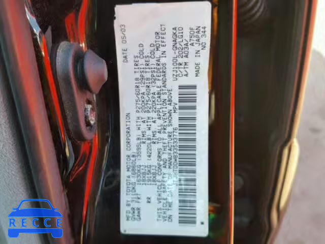 2003 LEXUS LX 470 JTJHT00W833533776 image 9