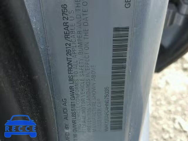 2017 AUDI A6 PREMIUM WAUG8AFC4HN075035 image 9