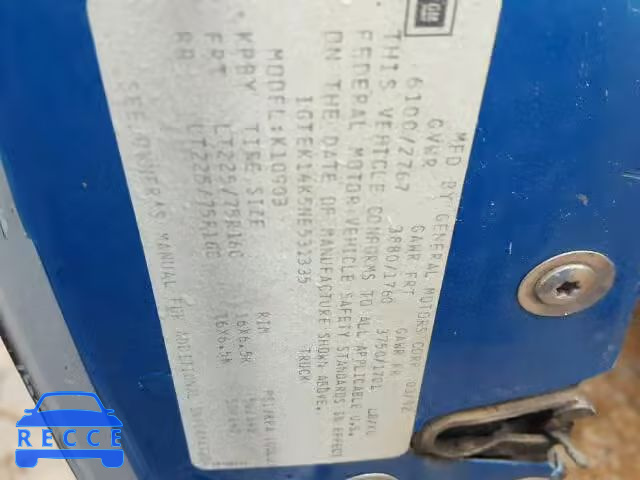 1992 GMC SIERRA K15 1GTEK14K5NE531335 image 9