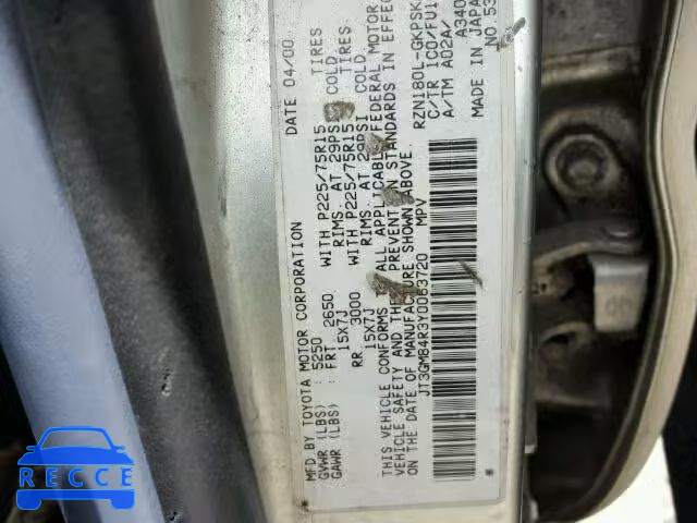 2000 TOYOTA 4RUNNER JT3GM84R3Y0063720 image 9