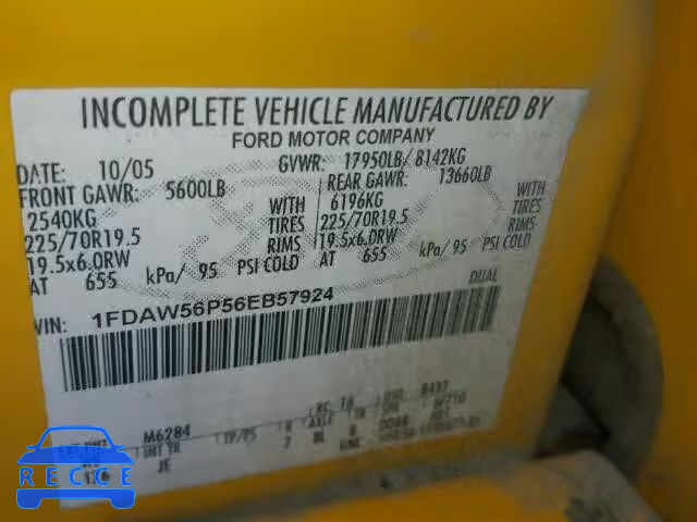 2006 FORD F550 SUPER 1FDAW56P56EB57924 image 9