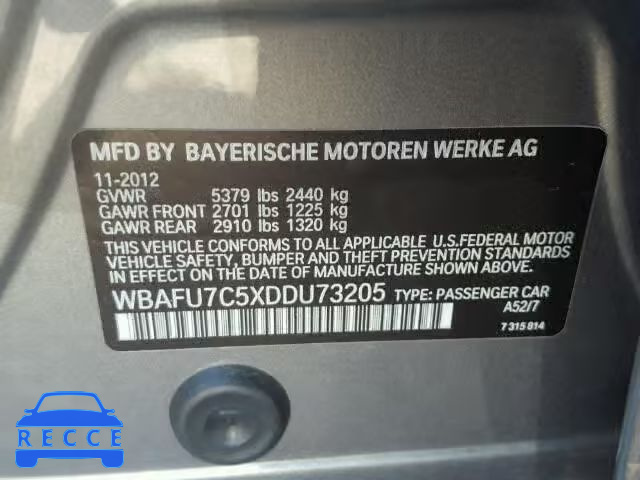 2013 BMW 535XI WBAFU7C5XDDU73205 зображення 9