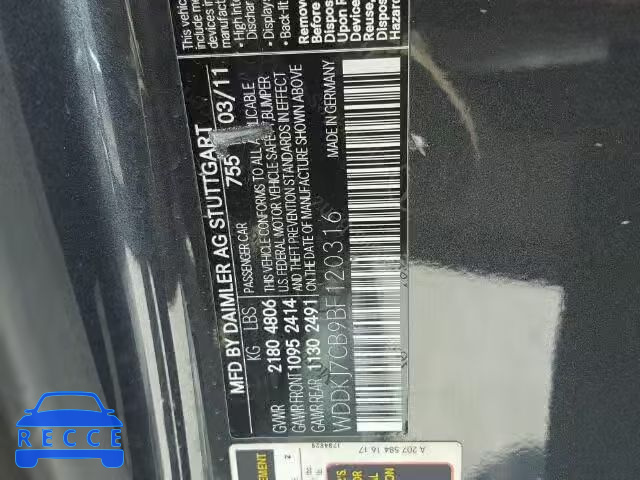 2011 MERCEDES-BENZ E550 WDDKJ7CB9BF120316 image 9