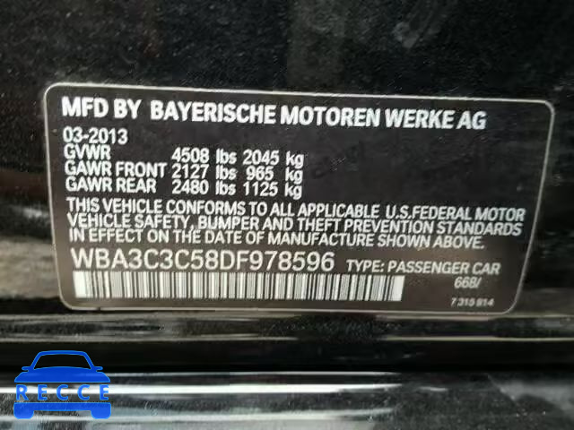 2013 BMW 320I XDRIV WBA3C3C58DF978596 image 9