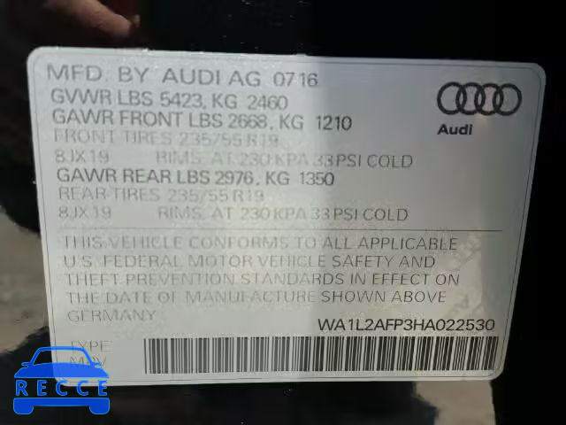 2017 AUDI Q5 PREMIUM WA1L2AFP3HA022530 зображення 9